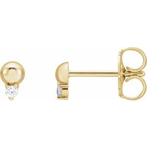 14K Yellow Gold .03 CTW Natural Diamond Bead Earrings