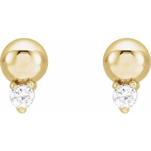 14K Yellow Gold .03 CTW Natural Diamond Bead Earrings – image 2