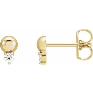 14K Yellow Gold .06 CTW Natural Diamond Bead Earrings