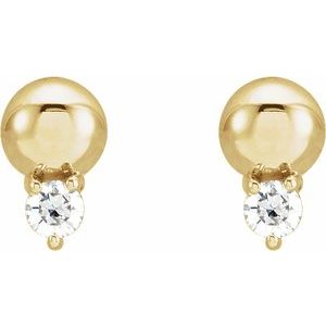 14K Yellow Gold .06 CTW Natural Diamond Bead Earrings