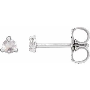 Platinum 2.5 mm Round Rose-Cut 3-Prong Claw Earring Mounting