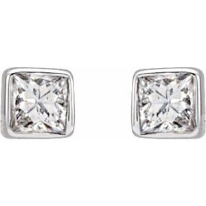 14K White Gold .05 CTW Natural Diamond Bezel-Set Earrings