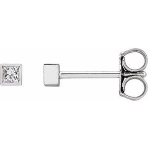 Sterling Silver .07 CTW Natural Diamond Bezel-Set Earrings