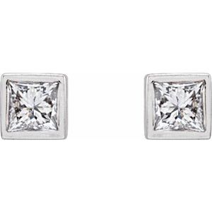 Platinum .07 CTW Natural Diamond Bezel-Set Earrings – image 2