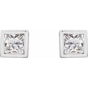 14K White Gold 1/6 CTW Natural Diamond Bezel-Set Earrings – image 2
