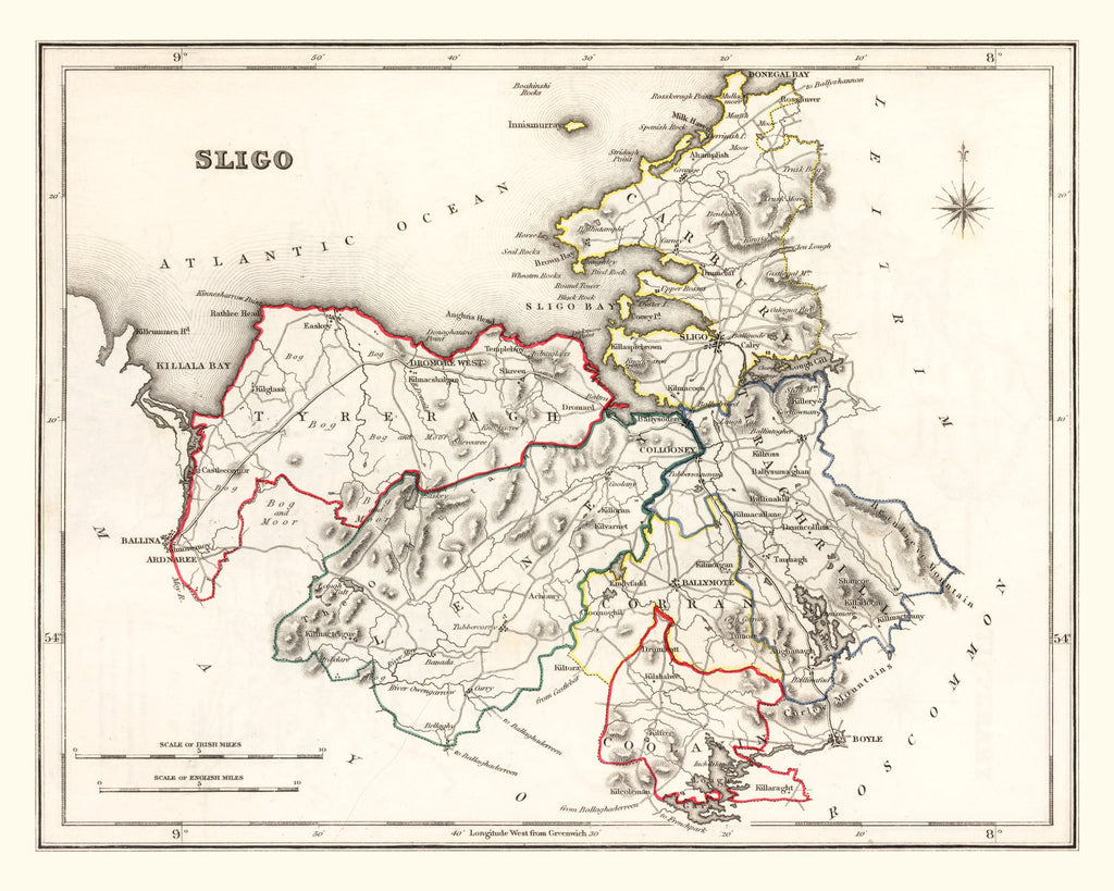 Vintage Map of Sligo County Ireland, 1846