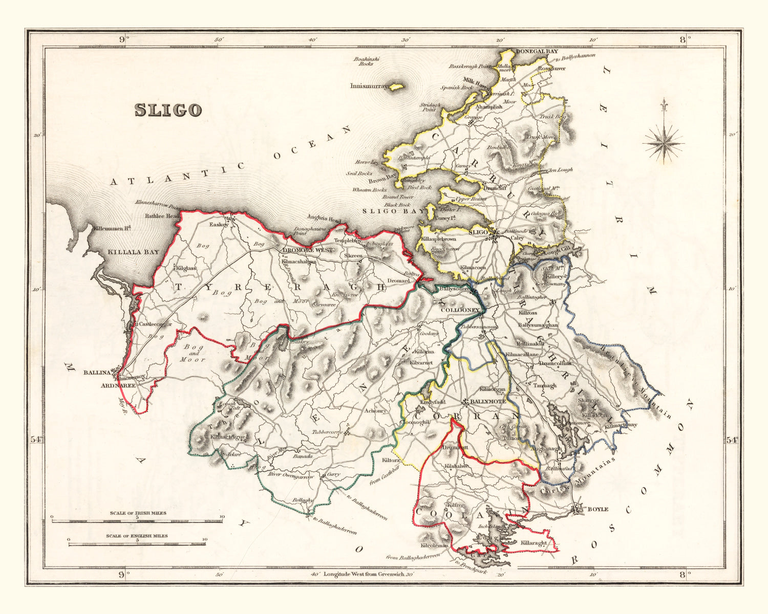 Vintage Map of Sligo County Ireland, 1846