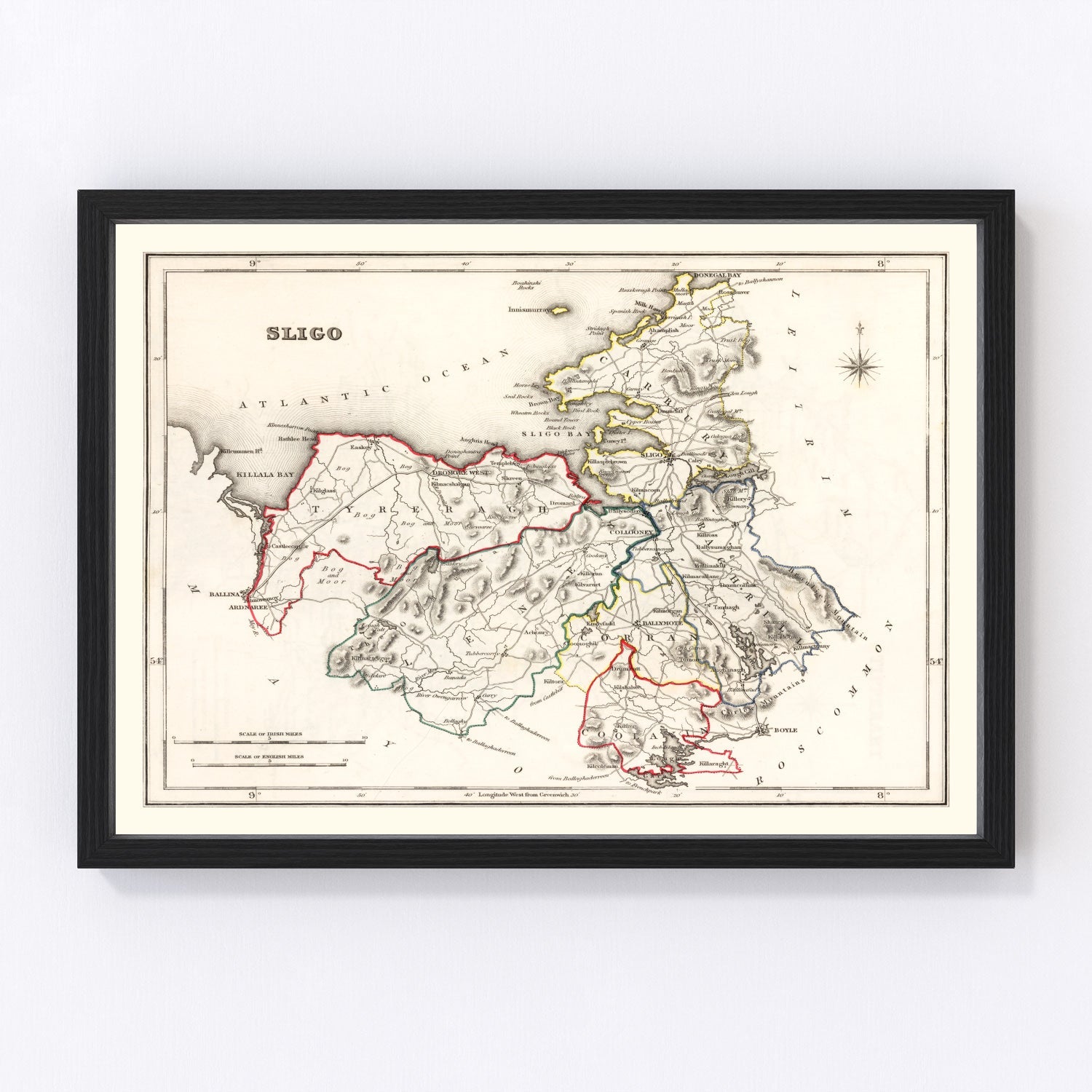 Vintage Map of Sligo County Ireland, 1846
