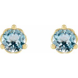 14K Yellow Gold 5 mm Natural Sky Blue Topaz Earrings – image 2