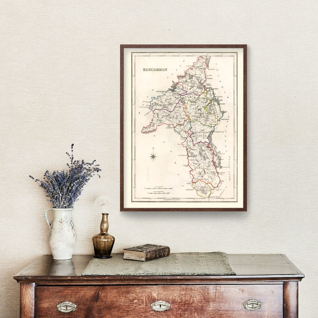 Vintage Map of Roscommon County Ireland, 1846