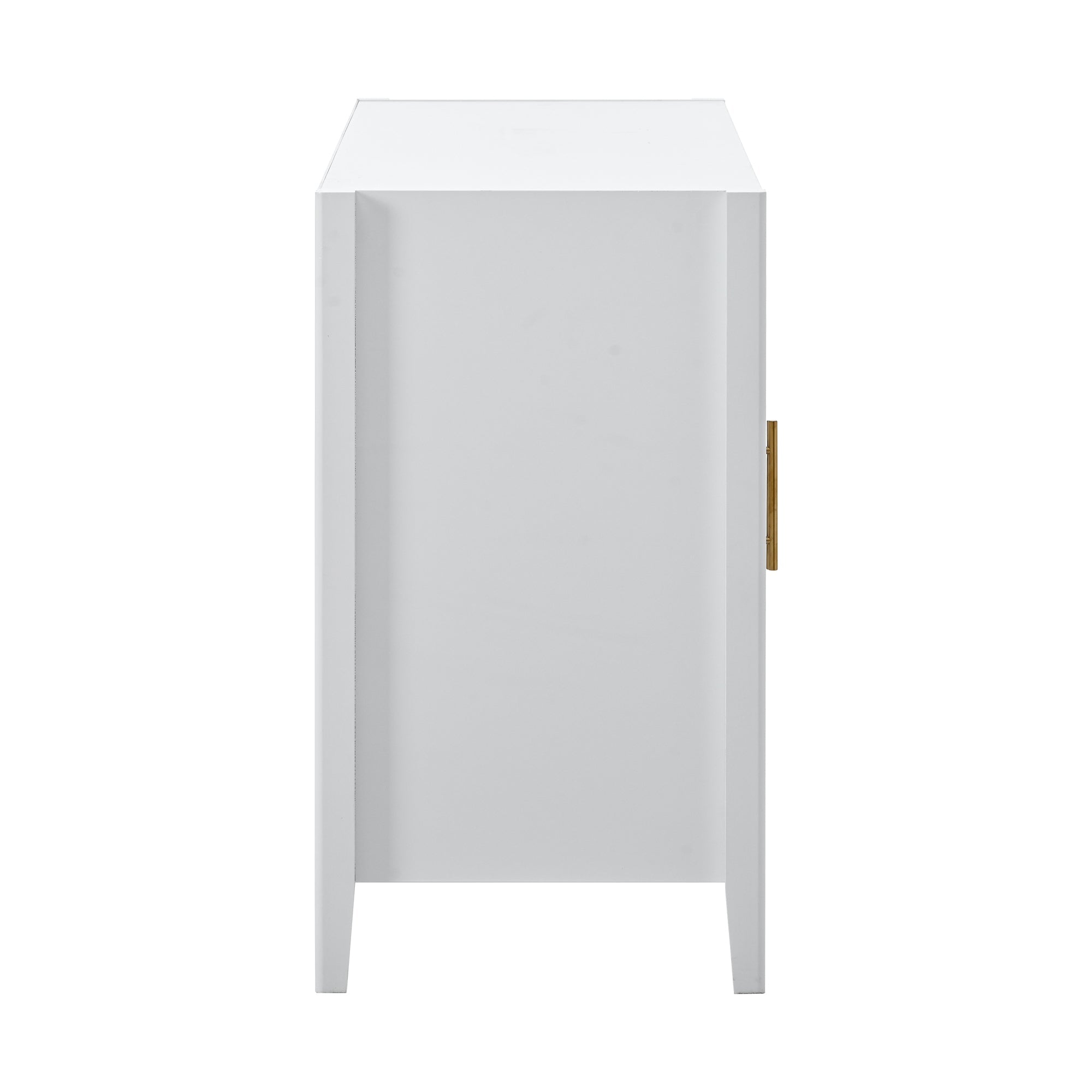 U_Style 63.1''Modern 4-Vertical Wavy Slatted Doors Sideboard,Storage Cabinet With Elegant Design, Solid Wood Legs with Painted,Metal Handles,for Dining Room,Living Room, Kitchen, or Entryway(White)