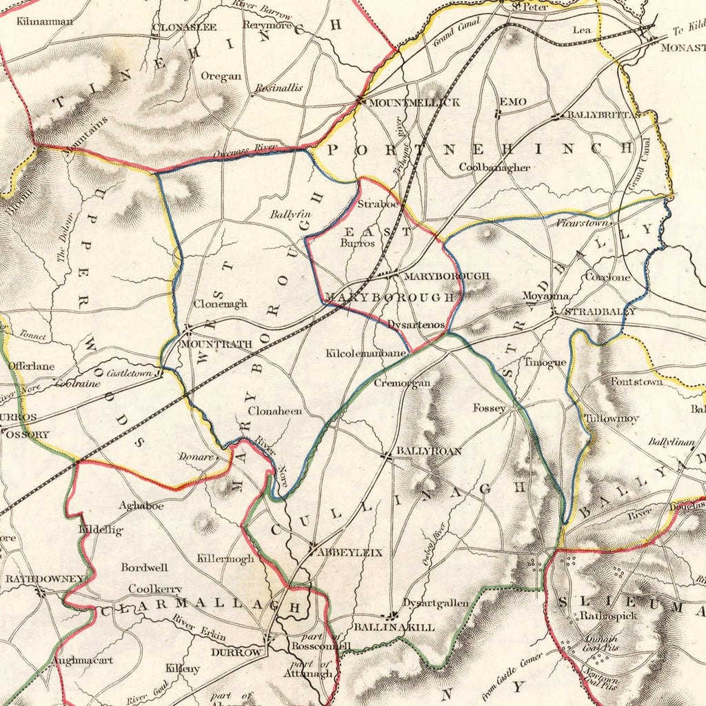 Vintage Map of Queens County Ireland, 1846