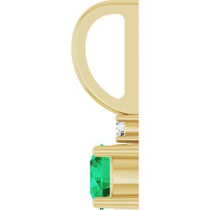 14K Yellow Gold Natural Emerald & .015 CT Natural Diamond Charm/Pendant – image 3