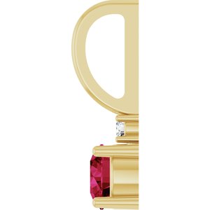 14K Yellow Gold Lab-Grown Ruby & .015 CT Natural Diamond Charm/Pendant – image 3