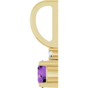 14K Yellow Gold Natural Amethyst & .015 CT Natural Diamond Charm/Pendant