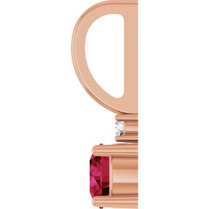 14K Rose Gold Natural Ruby & .015 CT Natural Diamond Charm/Pendant – image 3