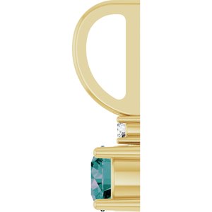 14K Yellow Gold Lab-Grown Alexandrite & .015 CT Natural Diamond Charm/Pendant – image 3