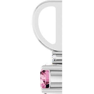 Sterling Silver Natural Pink Tourmaline & .015 CT Natural Diamond Charm/Pendant – image 3