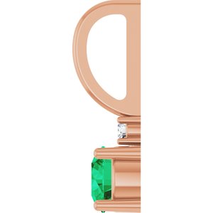 14K Rose Gold Natural Emerald & .015 CT Natural Diamond Charm/Pendant – image 3
