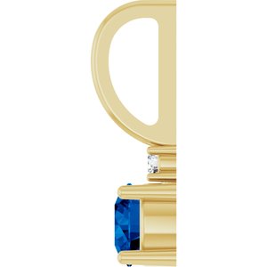 14K Yellow Gold Natural Blue Sapphire & .015 CT Natural Diamond Charm/Pendant – image 3
