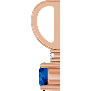 14K Rose Gold Lab-Grown Blue Sapphire & .015 CT Natural Diamond Charm/Pendant – image 3