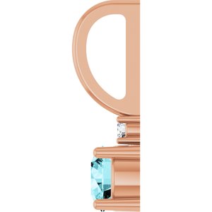 14K Rose Gold Natural Blue Zircon & .015 CT Natural Diamond Charm/Pendant – image 3