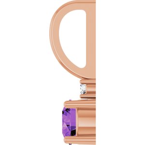 14K Rose Gold Natural Amethyst & .015 CT Natural Diamond Charm/Pendant