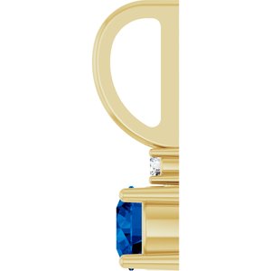 14K Yellow Natural Blue Sapphire & .015 CT Natural Diamond Charm/Pendant