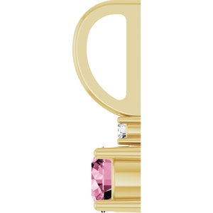 14K Yellow Gold Natural Pink Tourmaline & .015 CT Natural Diamond Charm/Pendant – image 3