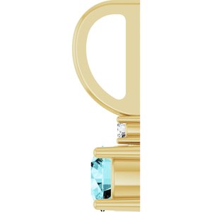 14K Yellow Gold Natural Blue Zircon & .015 CT Natural Diamond Charm/Pendant