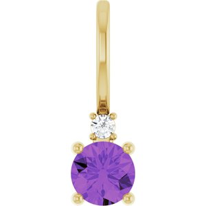 14K Yellow Gold Natural Amethyst & .015 CT Natural Diamond Charm/Pendant