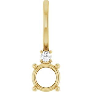 14K Yellow Gold 4 mm Round .015 CT Natural Diamond Semi-Set Charm/Pendant – image 2