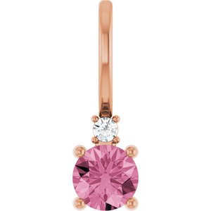 14K Rose Gold Natural Pink Tourmaline & .015 CT Natural Diamond Charm/Pendant