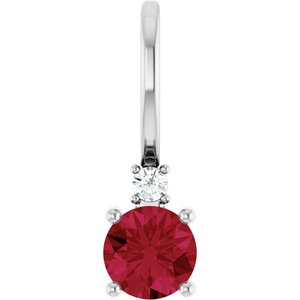 Platinum Natural Ruby & .015 CT Natural Diamond Charm/Pendant