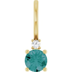 14K Yellow Gold Lab-Grown Alexandrite & .015 CT Natural Diamond Charm/Pendant
