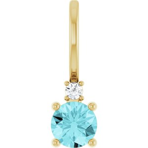 14K Yellow Gold Natural Blue Zircon & .015 CT Natural Diamond Charm/Pendant