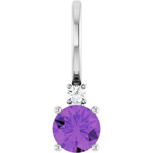 Platinum Natural Amethyst & .015 CT Natural Diamond Charm/Pendant