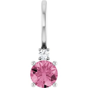 Platinum Natural Pink Tourmaline & .015 CT Natural Diamond Charm/Pendant