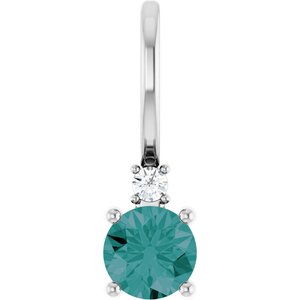 14K White Gold Lab-Grown Alexandrite & .015 CT Natural Diamond Charm/Pendant