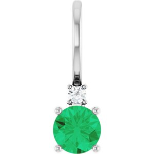 Platinum Natural Emerald & .015 CT Natural Diamond Charm/Pendant