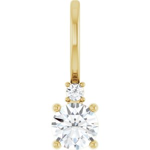 14K Yellow Gold Natural White Sapphire & .015 CT Natural Diamond Charm/Pendant