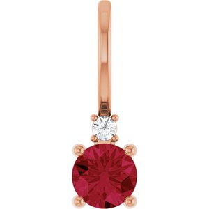 14K Rose Gold Lab-Grown Ruby & .015 CT Natural Diamond Charm/Pendant