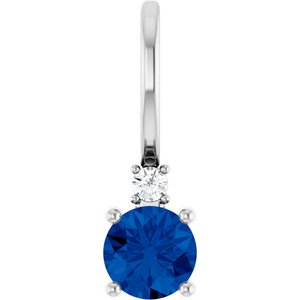 Sterling Silver Natural Blue Sapphire & .015 CT Natural Diamond Charm/Pendant