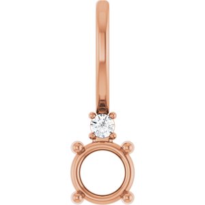 14K Rose Gold 4 mm Round .015 CT Natural Diamond Semi-Set Charm/Pendant – image 2