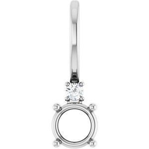 14K White Gold 4 mm Round .015 CT Natural Diamond Semi-Set Charm/Pendant – image 2