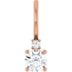 14K Rose Gold 4 mm Round Accented Charm/Charm/Pendant Mounting