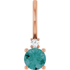 14K Rose Gold Lab-Grown Alexandrite & .015 CT Natural Diamond Charm/Pendant