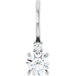 Platinum 4 mm Round Accented Charm/Charm/Pendant Mounting