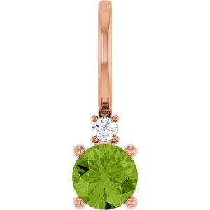 14K Rose Gold Natural Peridot & .015 CT Natural Diamond Charm/Pendant