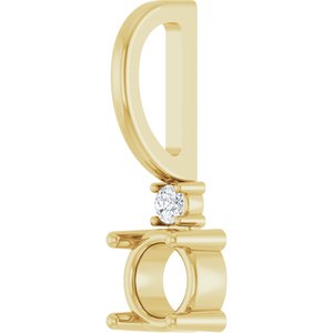14K Yellow Gold 4 mm Round .015 CT Natural Diamond Semi-Set Charm/Pendant – image 4